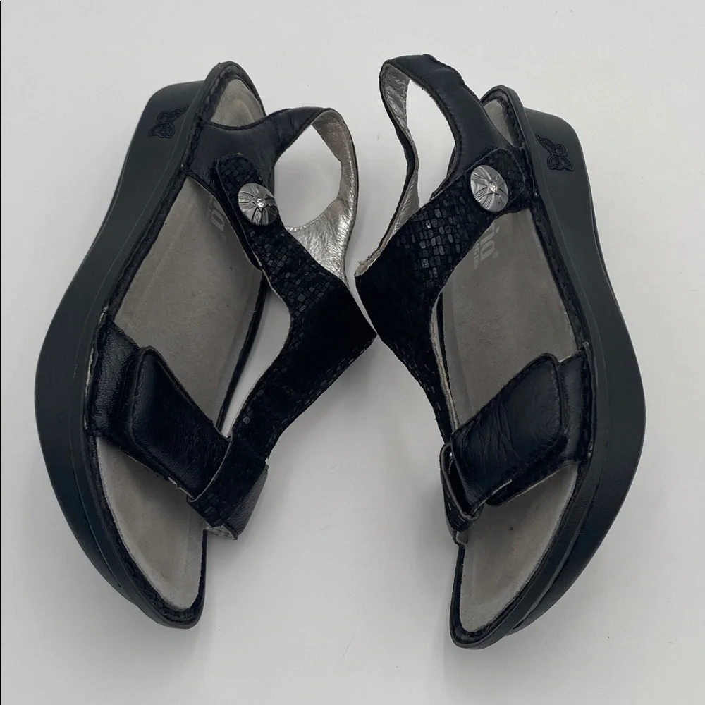 Algria Stylish Black Sandals leather women 38 casual office retro Y2K